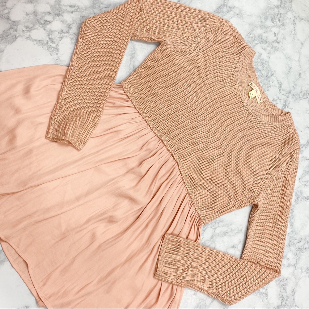 Pink Mauve Tan Sweater Blouse